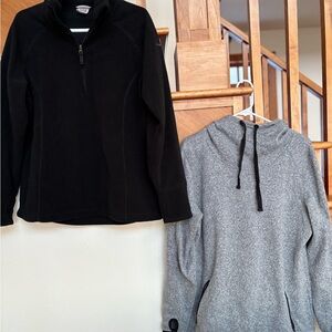 Pair of Women's Black and Gray Fleece Sweater Athletic Pullover Warm Tops